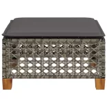 szürke polyrattan kerti ülőke párnával 63,5 x 56 x 32 cm