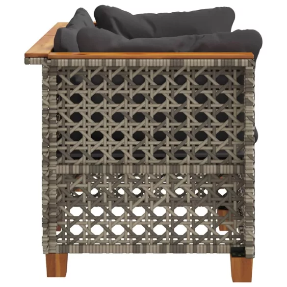 2 db szürke polyrattan kerti sarokkanapé párnával