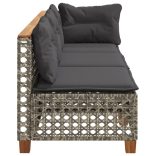 3 személyes szürke polyrattan kerti kanapé párnával