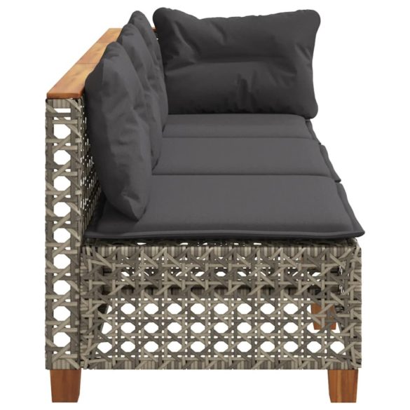 3 személyes szürke polyrattan kerti kanapé párnával