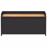 fekete polyrattan és akácfa tárolópad 100 x 50 x 52 cm