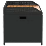 fekete polyrattan és akácfa tárolópad 100 x 50 x 52 cm