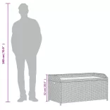 fekete polyrattan és akácfa tárolópad 100 x 50 x 52 cm