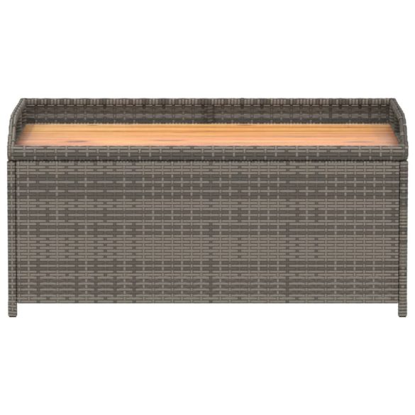 szürke polyrattan és akácfa tárolópad 100 x 50 x 52 cm