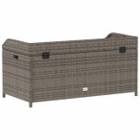 szürke polyrattan és akácfa tárolópad 100 x 50 x 52 cm