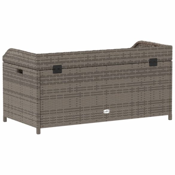 szürke polyrattan és akácfa tárolópad 100 x 50 x 52 cm
