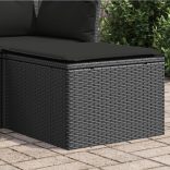 fekete polyrattan kerti ülőke párnával 55 x 55 x 37 cm