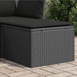 fekete polyrattan kerti ülőke párnával 55 x 55 x 37 cm
