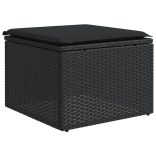 fekete polyrattan kerti ülőke párnával 55 x 55 x 37 cm