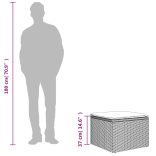 fekete polyrattan kerti ülőke párnával 55 x 55 x 37 cm