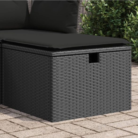 fekete polyrattan kerti szék párnával 55 x 55 x 37 cm