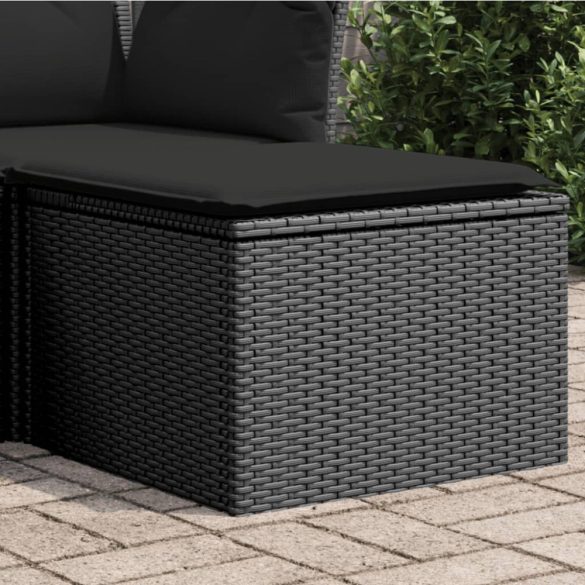 fekete polyrattan kerti szék párnával 55 x 55 x 37 cm