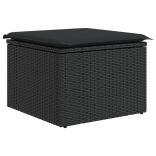 fekete polyrattan kerti ülőke párnával 55 x 55 x 37 cm