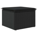 fekete polyrattan kerti ülőke párnával 55 x 55 x 37 cm