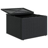 fekete polyrattan kerti ülőke párnával 55 x 55 x 37 cm