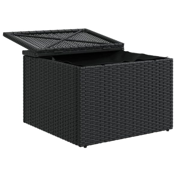 fekete polyrattan kerti ülőke párnával 55 x 55 x 37 cm