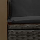 2 személyes fekete polyrattan kerti kanapé párnával