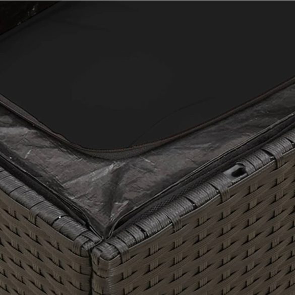 kétszemélyes fekete polyrattan kerti kanapé párnákkal