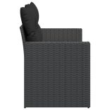 kétszemélyes fekete polyrattan kerti kanapé párnákkal