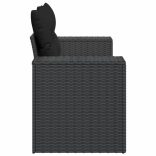 kétszemélyes fekete polyrattan kerti kanapé párnákkal