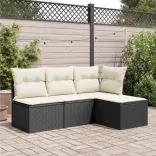 fekete polyrattan kerti szék párnával 55 x 55 x 37 cm