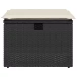 fekete polyrattan kerti szék párnával 55 x 55 x 37 cm