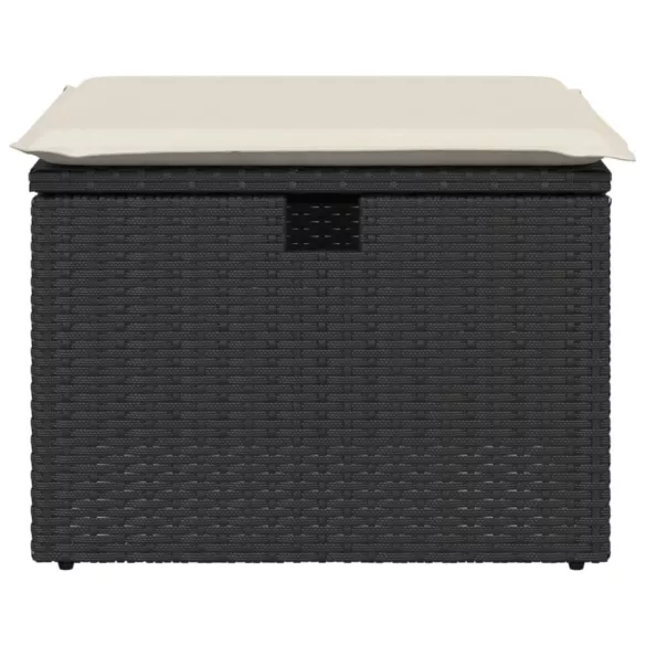 fekete polyrattan kerti szék párnával 55 x 55 x 37 cm