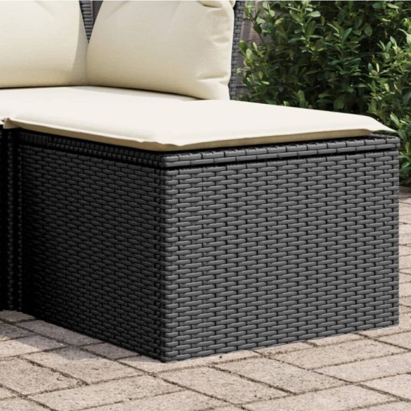 fekete polyrattan kerti szék párnával 55 x 55 x 37 cm