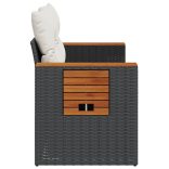 2 személyes fekete polyrattan kerti kanapé párnával