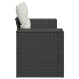 2 személyes fekete polyrattan kerti kanapé párnával