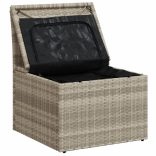 világosszürke polyrattan karfa nélküli kerti kanapé párnával