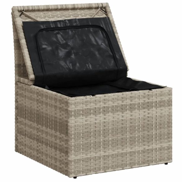 világosszürke polyrattan karfa nélküli kerti kanapé párnával