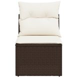 barna polyrattan karfa nélküli kerti kanapé párnával