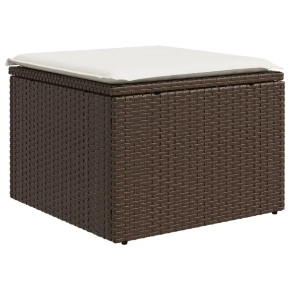 barna polyrattan kerti szék párnával 55 x 55 x 37 cm