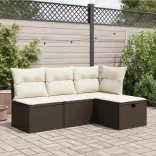 barna polyrattan kerti szék párnával 55 x 55 x 37 cm