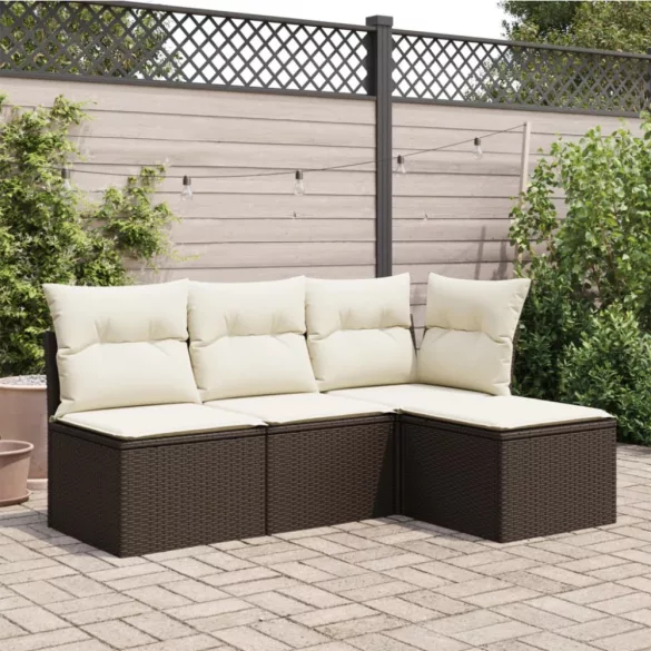 barna polyrattan kerti szék párnával 55 x 55 x 37 cm