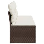 3 személyes barna polyrattan kerti kanapé párnával