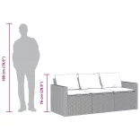 3 személyes barna polyrattan kerti kanapé párnával