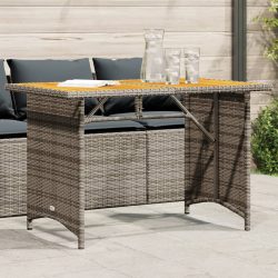 szürke polyrattan falapos kerti asztal 110x68x70 cm