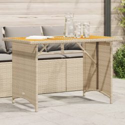 bézs polyrattan falapos kerti asztal 110x68x70 cm