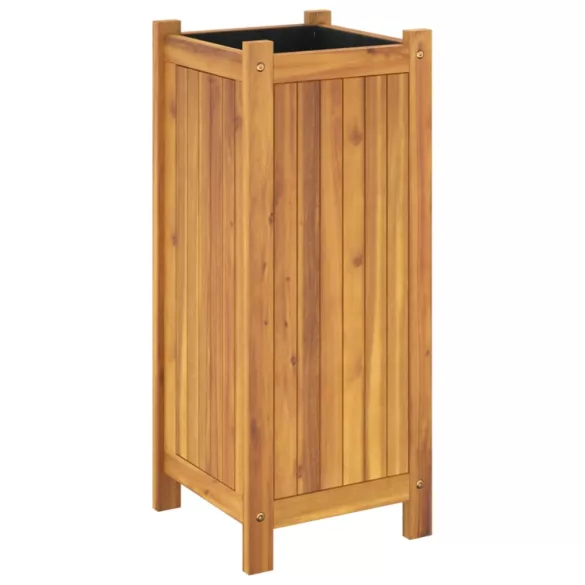 tömör akácfa kerti virágtartó béléssel 31 x 31 x 75 cm