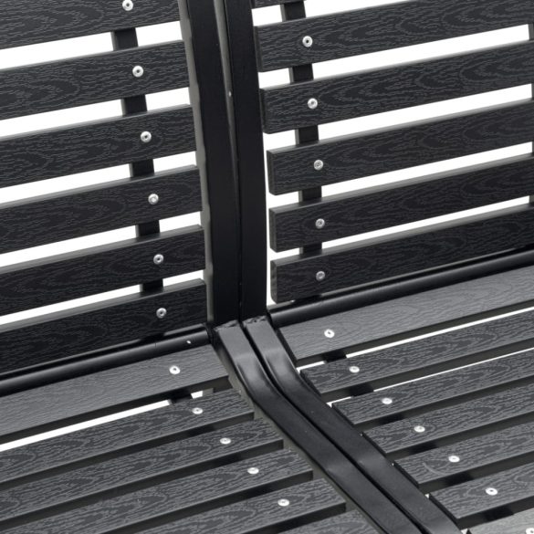 fekete acél és WPC dupla kerti pad 231 cm