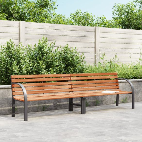 barna fa és porszórt acél kerti pad 231 cm