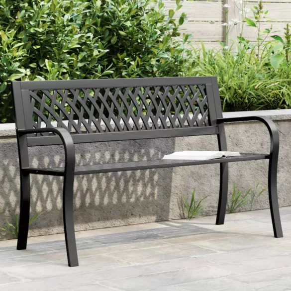 fekete acél kerti pad 120 cm