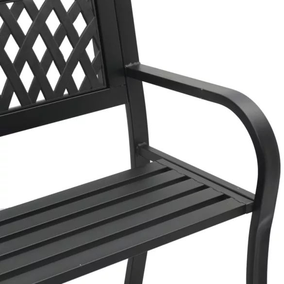 fekete acél kerti pad 120 cm