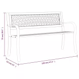 fekete acél kerti pad 120 cm