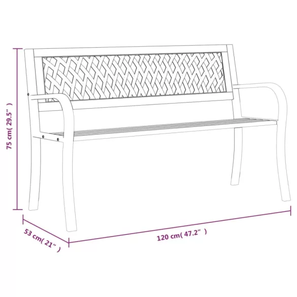 fekete acél kerti pad 120 cm