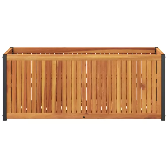 tömör akácfa és acél kerti virágtartó 110 x 45 x 44 cm