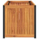 tömör akácfa és acél kerti virágtartó 110 x 45 x 44 cm