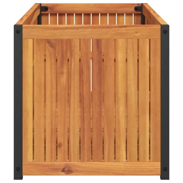 tömör akácfa és acél kerti virágtartó 110 x 45 x 44 cm